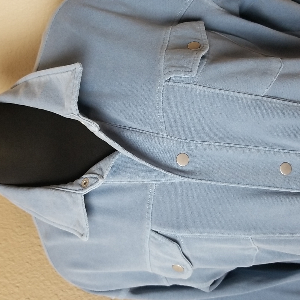 Fabletics Blue Oversized Snap Front Jacket - image 2